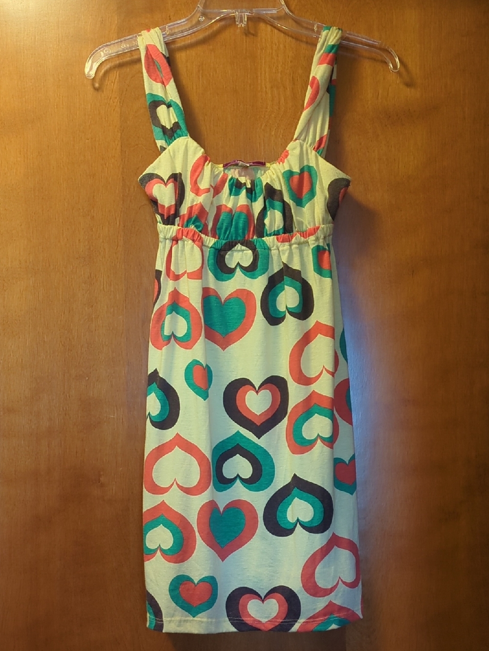 julie's closet Multicolor Heart Print Sundress (teal, coral, navy)